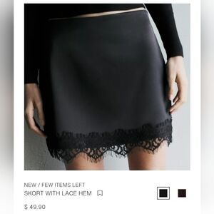 Elegant Black Lace Hem Skort